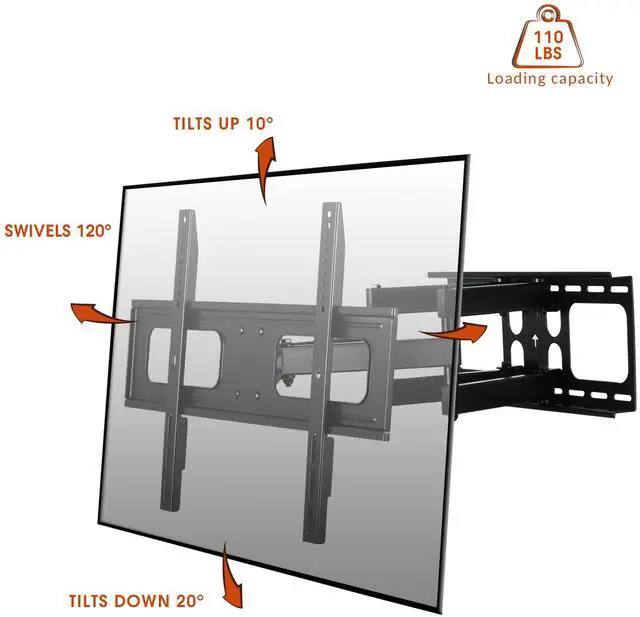 Alt view image 7 of 9 - Megamounts GMW866-AMAZ 32" - 70" Full Motion Double Articulating Wall Mount for 32-70 Inch Displays