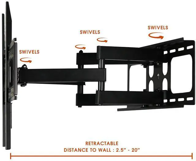 Alt view image 8 of 9 - Megamounts GMW866-AMAZ 32" - 70" Full Motion Double Articulating Wall Mount for 32-70 Inch Displays