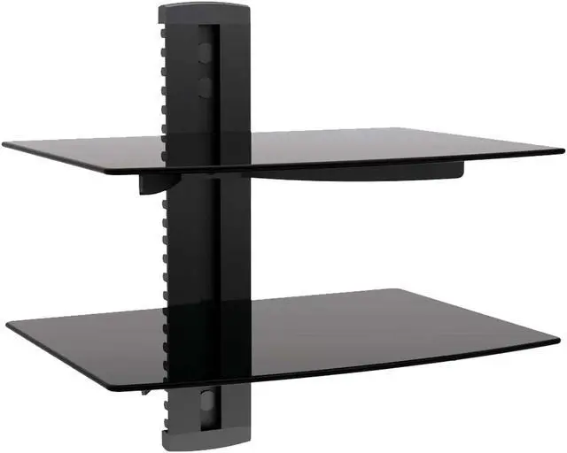 Alt view image 2 of 7 - MegaMounts Tempered Glass Double Shelf Wall Mount