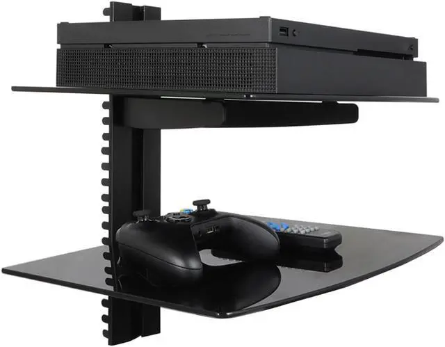 Alt view image 7 of 7 - MegaMounts Tempered Glass Double Shelf Wall Mount