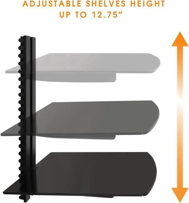 Alt view image 6 of 7 - MegaMounts Tempered Glass Double Shelf Wall Mount