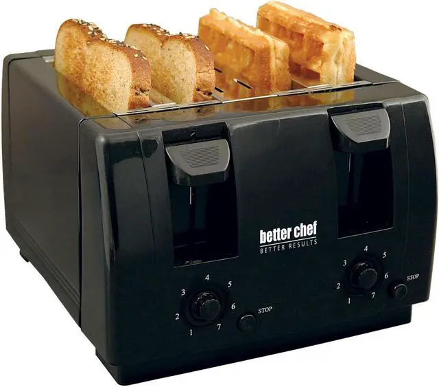 Alt view image 3 of 8 - Better Chef 4 Slice Dual-Control Black Toaster