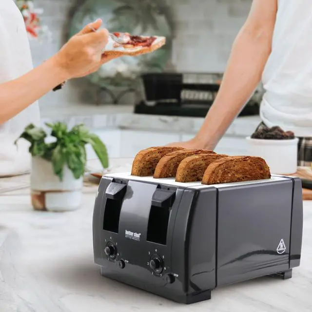 Alt view image 7 of 8 - Better Chef 4 Slice Dual-Control Black Toaster