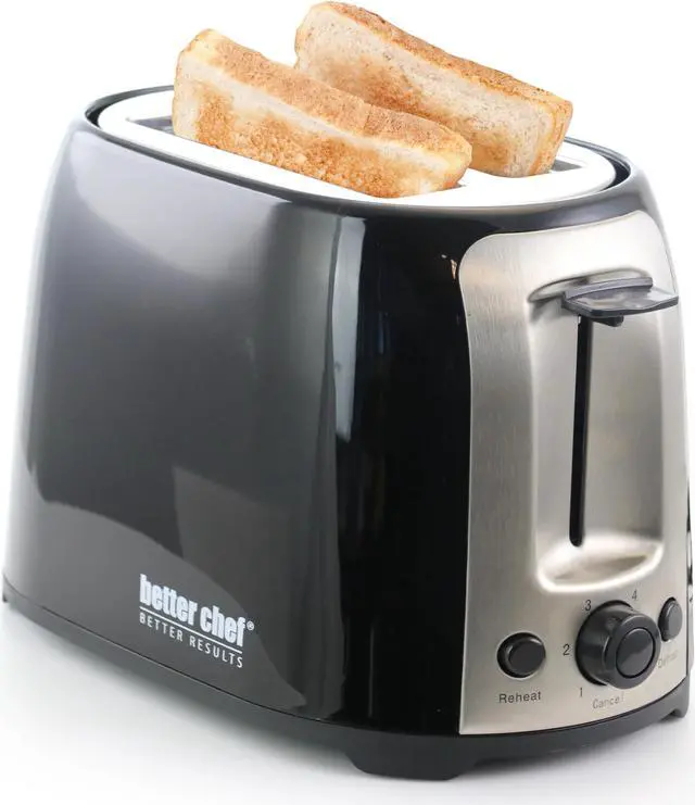 Alt view image 4 of 8 - Better Chef - 2-Slice Extra-Wide-Slot Toaster - Black with stainless steel accents