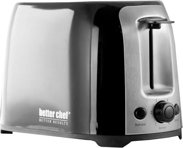 Alt view image 5 of 8 - Better Chef - 2-Slice Extra-Wide-Slot Toaster - Black with stainless steel accents