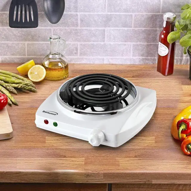 Alt view image 7 of 9 - Brentwood 1000W Single Burner Spiral TS-322 White