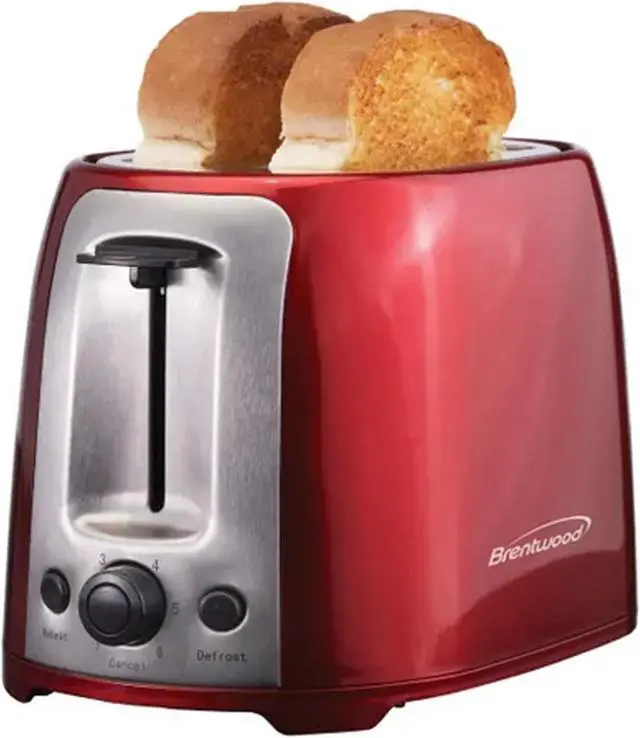 Alt view image 7 of 9 - Brentwood TS-292R Red and Stainless Steel 2 Slice Cool Touch Toaster
