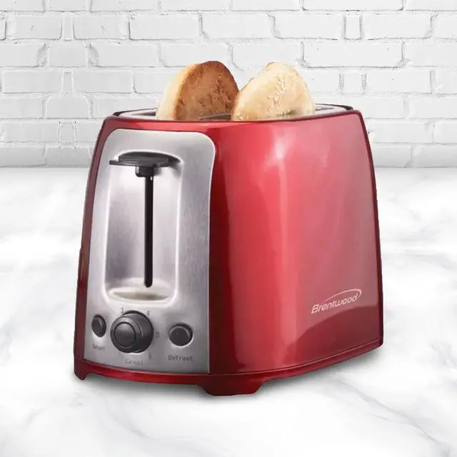Alt view image 9 of 9 - Brentwood TS-292R Red and Stainless Steel 2 Slice Cool Touch Toaster