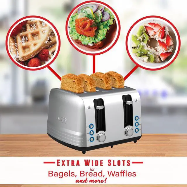 Alt view image 3 of 11 - Brentwood Select Extra Wide 4 Slot Stainless Steel Toaster