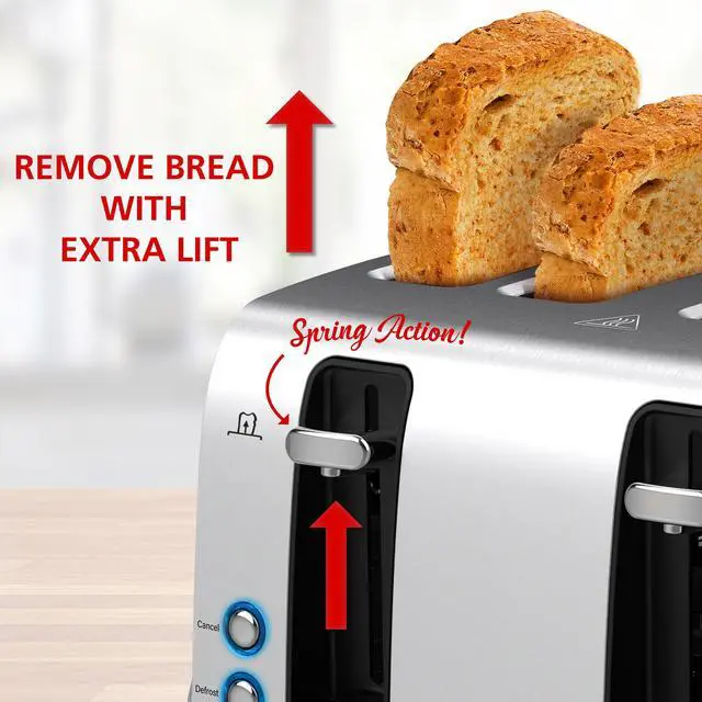 Alt view image 4 of 11 - Brentwood Select Extra Wide 4 Slot Stainless Steel Toaster