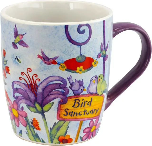 Alt view image 7 of 7 - Gibson Birdhouse Floral 18 oz Cup, 4 Assorted Designs