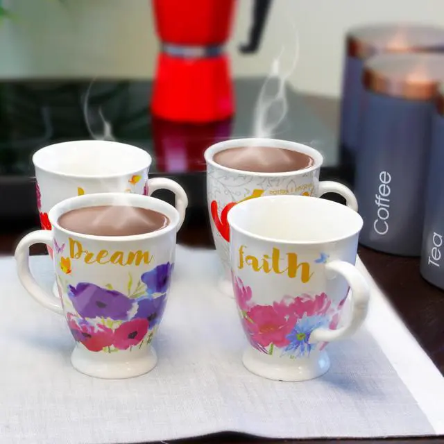 Alt view image 7 of 7 - Gibson Bold Floral 17.4 oz Cup set of 4 Assorted Designs