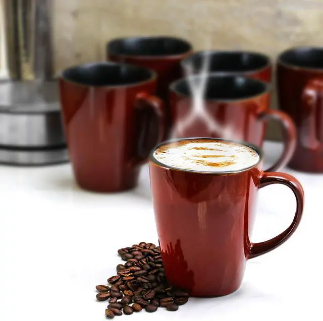 Alt view image 2 of 7 - Elama Harland 14 Ounce 6 Piece Luxe and Large Stoneware Dinner Mugs in Red
