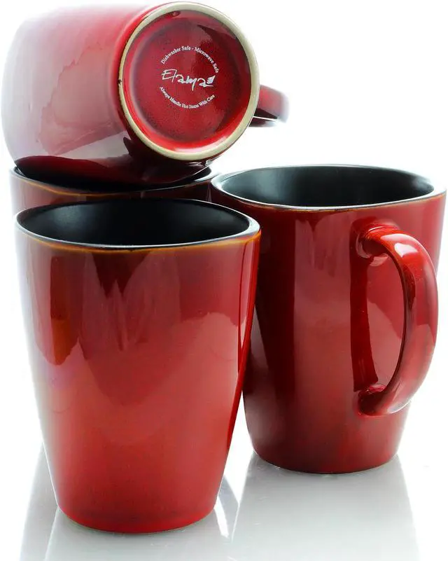 Alt view image 3 of 7 - Elama Harland 14 Ounce 6 Piece Luxe and Large Stoneware Dinner Mugs in Red