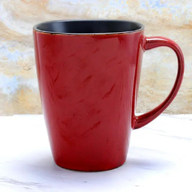 Alt view image 7 of 7 - Elama Harland 14 Ounce 6 Piece Luxe and Large Stoneware Dinner Mugs in Red
