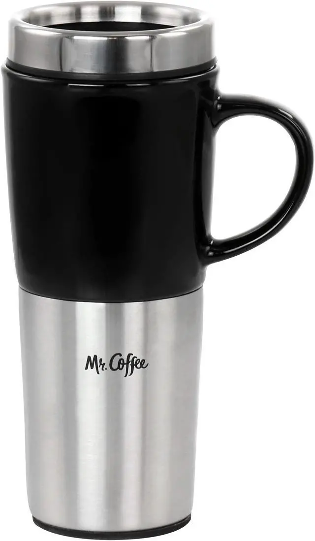 Main image of Mr. Coffee 16oz Stainless Steel and Stoneware Travel Mug