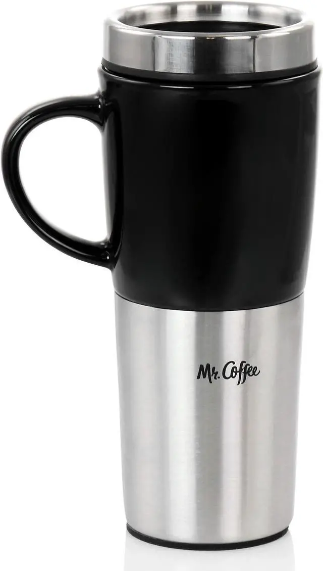 Alt view image 3 of 7 - Mr. Coffee 16oz Stainless Steel and Stoneware Travel Mug