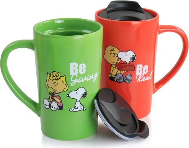 Alt view image 3 of 7 - Peanuts Gentle Reminders Stoneware 4 Piece 18oz Travel Cups in Assorted Designs