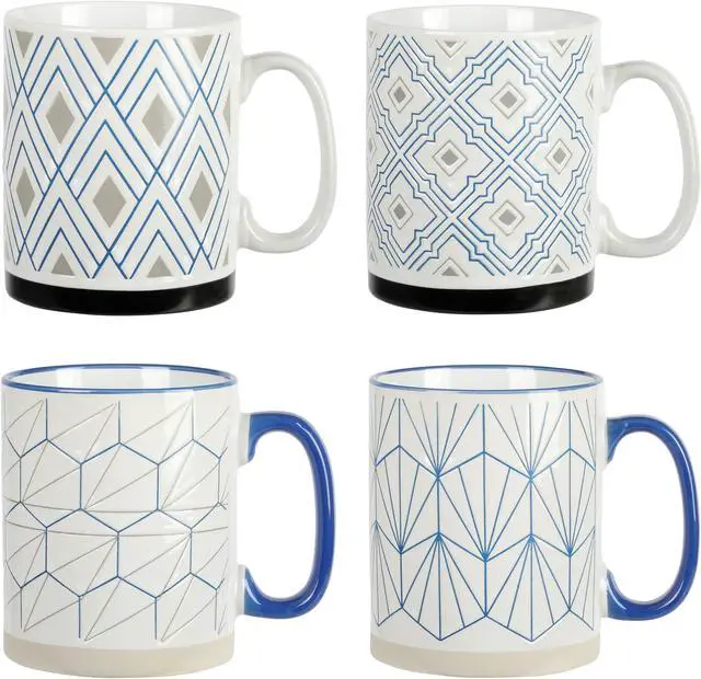 Main image of Mr. Coffee Parkmill 17oz 4 Piece Stoneware Coffee Mug Set in Assorted Designs