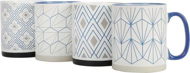 Alt view image 2 of 7 - Mr. Coffee Parkmill 17oz 4 Piece Stoneware Coffee Mug Set in Assorted Designs