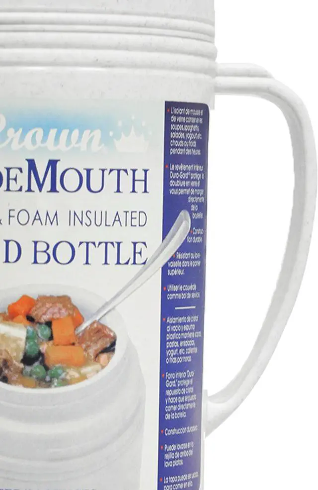Alt view image 10 of 12 - Brentwood 1.0L Wide Mouth Mouth Glass Vacuum/Foam Insulated Food Thermos