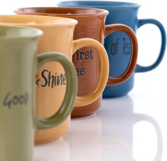 Alt view image 7 of 7 - Gibson Home Thoughtful Morning 4 Piece 26 Ounce Stoneware Cup Set in Assorted Colors