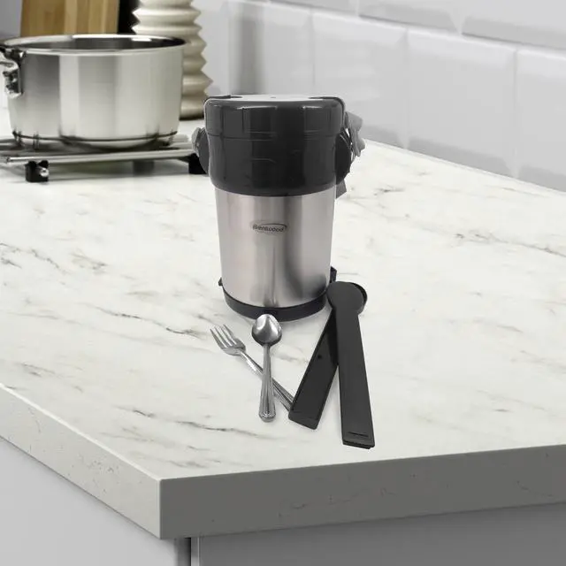 Alt view image 7 of 9 - Brentwood  FTS-2000  Stainless Steel  2.0 Liter Vacuum Flask with Food Compartment