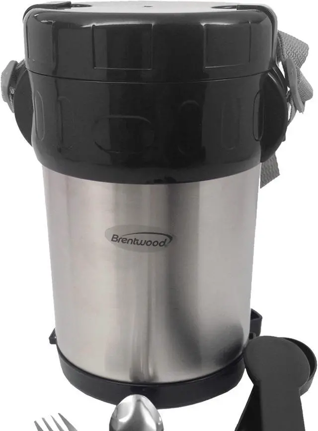 Alt view image 8 of 9 - Brentwood  FTS-2000  Stainless Steel  2.0 Liter Vacuum Flask with Food Compartment