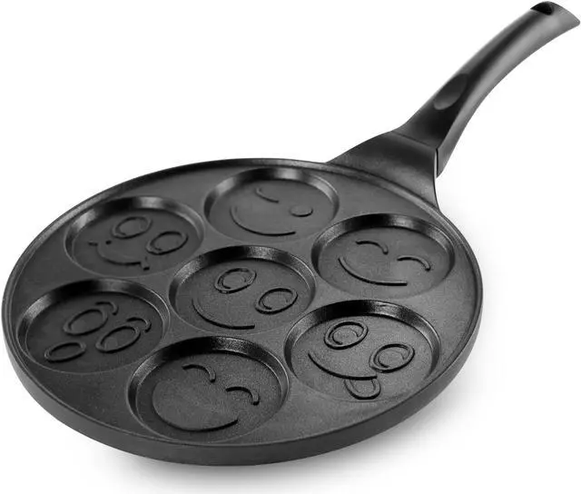 Alt view image 2 of 9 - MegaChef Happy Face Emoji 10.5 Inch Aluminum Nonstick Pancake Maker Pan with Cool Touch Handle