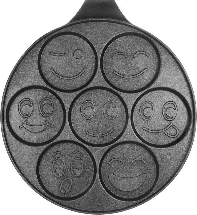 Alt view image 6 of 9 - MegaChef Happy Face Emoji 10.5 Inch Aluminum Nonstick Pancake Maker Pan with Cool Touch Handle