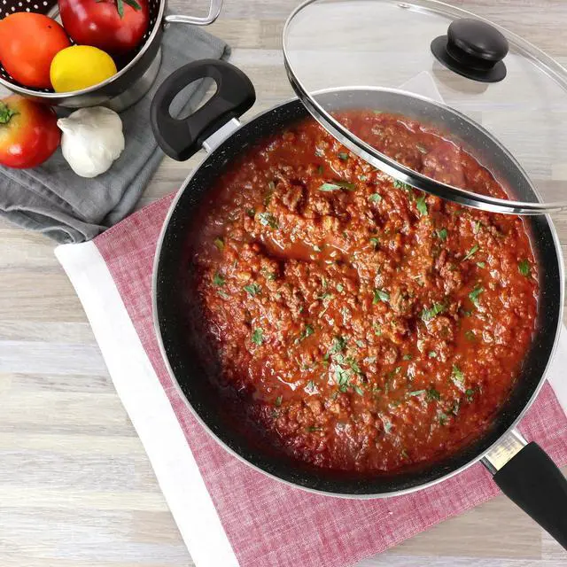 Alt view image 7 of 7 - Oster Pallermo 3.5 Quart Aluminum Nonstick Saute Pan in Charcoal with Lid