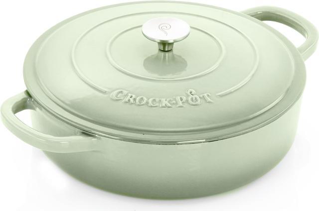 Crock Pot Artisan 5 Quart Round Enameled Cast Iron Braiser Pan with Self  Basting Lid in Pistachio Green