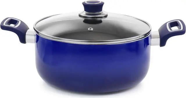 Alt view image 3 of 8 - Oster 7 Piece Non Stick Aluminum Cookware Set in Blue