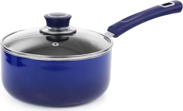 Alt view image 4 of 8 - Oster 7 Piece Non Stick Aluminum Cookware Set in Blue