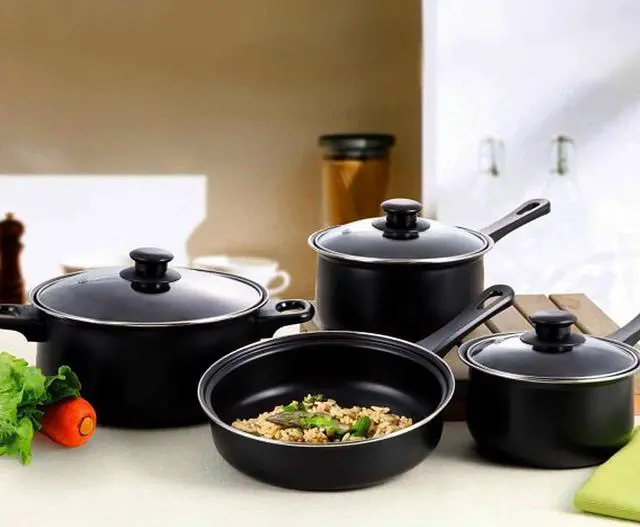 Alt view image 9 of 12 - Gibson 83681.07 7 Piece Chef Du Jour Cookware Set, Black