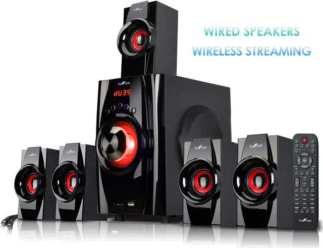 Alt view image 11 of 16 - Befree Sound BFS-410 5.1 Channel Surround Sound Bluetooth Speaker System, Red