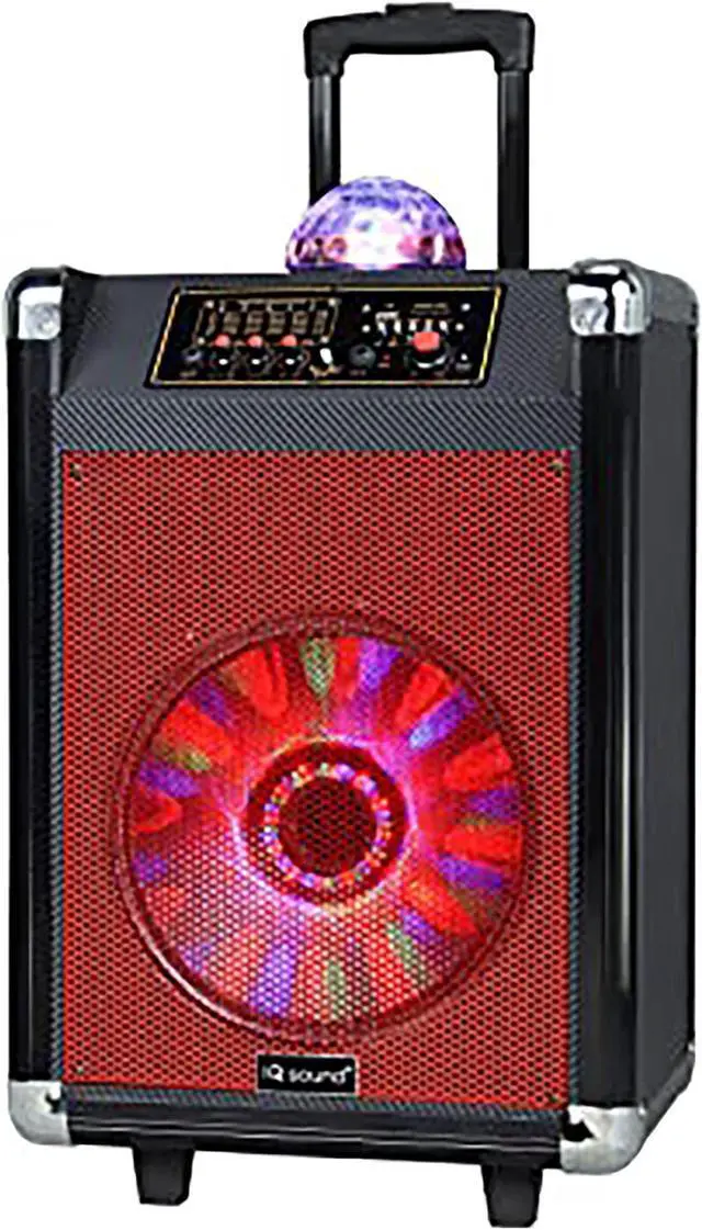 Alt view image 11 of 12 - Supersonic Speaker System - 18 W Rms - Portable - Battery Rechargeable - Wireless Speaker[s] - 30 Hz - 20 Khz - Sd - Bluetooth - Usb - Rechargeable Battery, Disco Light, Fm Radio, (iq3612djbtrd)