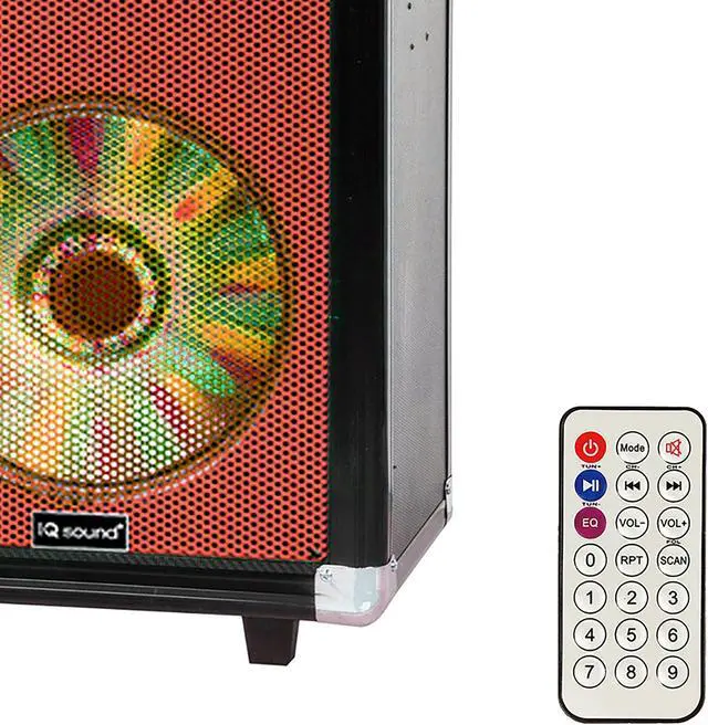 Alt view image 12 of 12 - Supersonic Speaker System - 18 W Rms - Portable - Battery Rechargeable - Wireless Speaker[s] - 30 Hz - 20 Khz - Sd - Bluetooth - Usb - Rechargeable Battery, Disco Light, Fm Radio, (iq3612djbtrd)