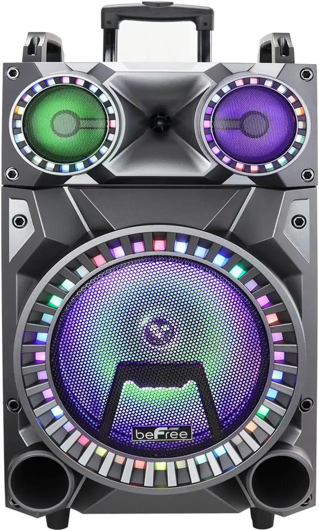 Alt view image 8 of 12 - BeFree Sound BFS-555X 12 in. Rechargeable Bluetooth Portable Party Speaker with Party Lights, FM Radio & USB & TF Inputs