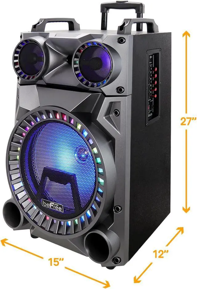 Alt view image 11 of 12 - BeFree Sound BFS-555X 12 in. Rechargeable Bluetooth Portable Party Speaker with Party Lights, FM Radio & USB & TF Inputs