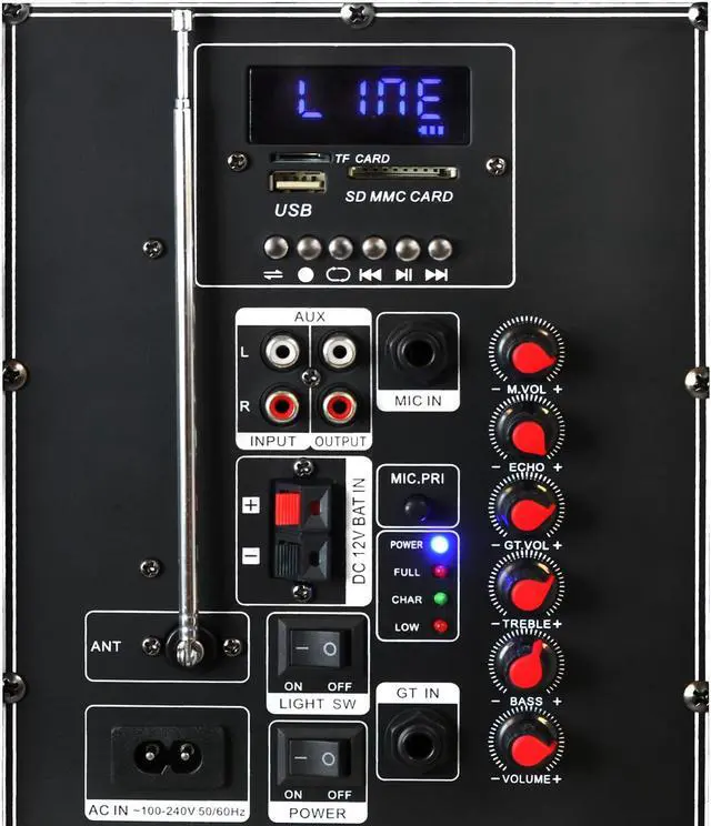 Alt view image 8 of 13 - BeFree Sound BFS-5900 18 in. Blutooth Portable Rechargeable Party Speaker with Sound Reactive LED Party Lights, USB & SD, Microphone & Guitar Inputs & FM Radio