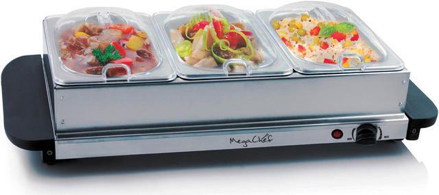 Alt view image 4 of 10 - MegaChef MC-9003B Buffet Server & Food Warmer With 3 Removable Sectional Trays, Heated Warming Tray and Removable Tray Frame