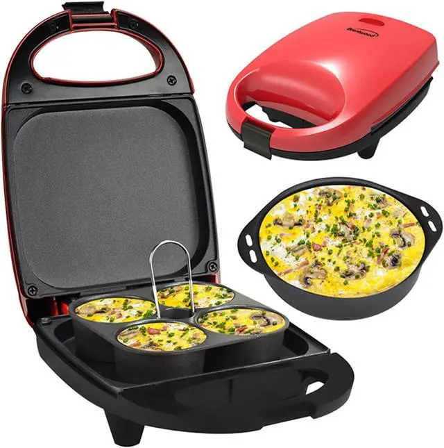Alt view image 6 of 6 - Brentwood Mini Sous Vide Style Egg Bite Maker in Red