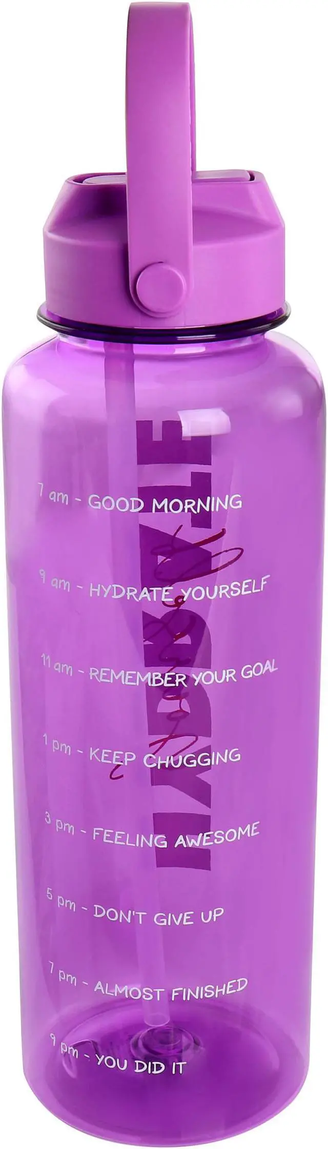 Alt view image 2 of 7 - Gibson Home Brever 50oz Hydrate Yourself Hourly Motivation Water Bottle in Purple