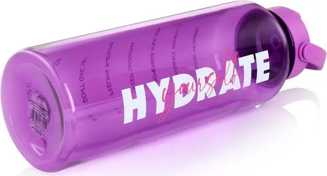 Alt view image 5 of 7 - Gibson Home Brever 50oz Hydrate Yourself Hourly Motivation Water Bottle in Purple