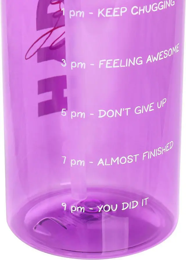 Alt view image 4 of 7 - Gibson Home Brever 50oz Hydrate Yourself Hourly Motivation Water Bottle in Purple