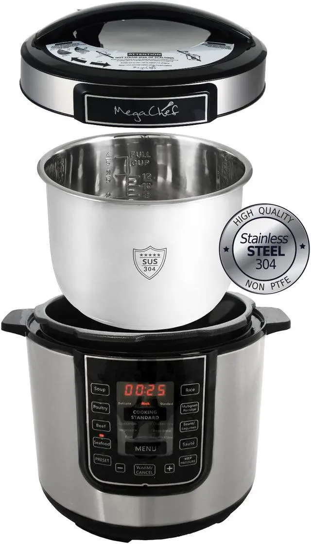 Alt view image 5 of 8 - MEGACHEF MCPR100A Quart Digital Pressure Cooker with 14 Pre-set Multi Function