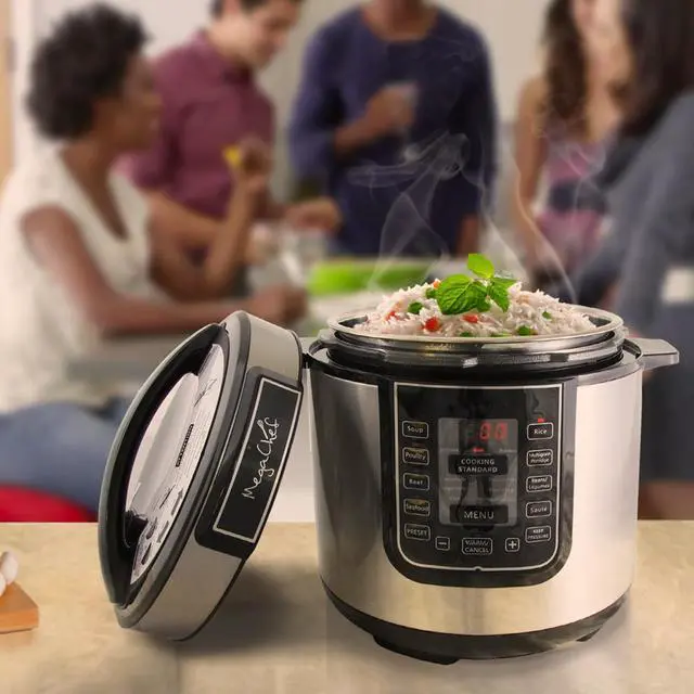Alt view image 4 of 8 - MEGACHEF MCPR100A Quart Digital Pressure Cooker with 14 Pre-set Multi Function