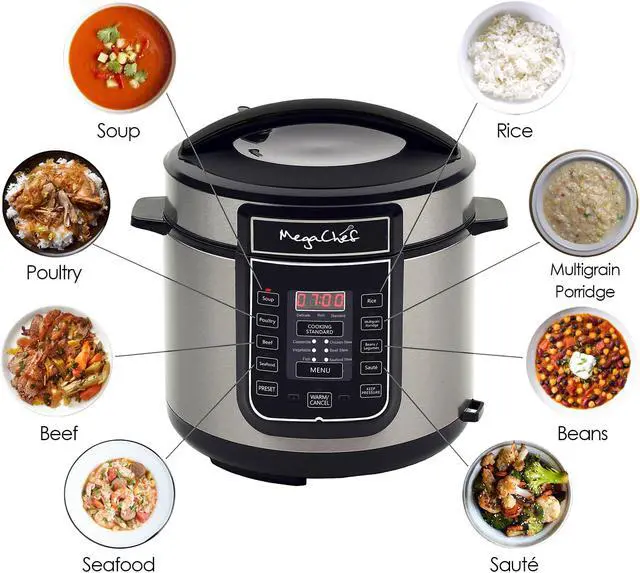 Alt view image 6 of 8 - MEGACHEF MCPR100A Quart Digital Pressure Cooker with 14 Pre-set Multi Function