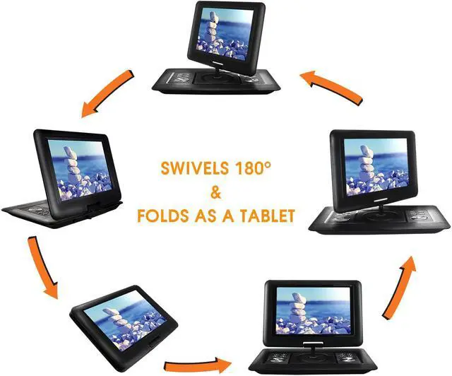 Alt view image 3 of 8 - Trexonic 14.1 Inch Portable DVD Player with Swivel TFT-LCD Screen and USB,SD,AV Inputs